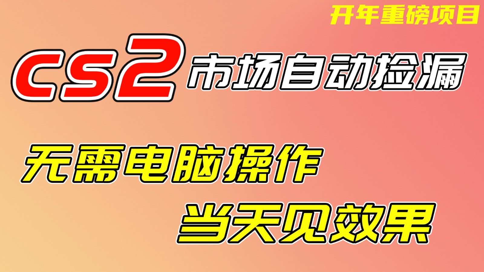 CS2市场*机项，无需电脑操作，无需进入游戏，当天见效果，支持任何形式验证