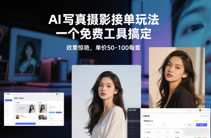 AI写真摄影接单玩法，一个免费*搞定，效果惊艳，单价50-100每套