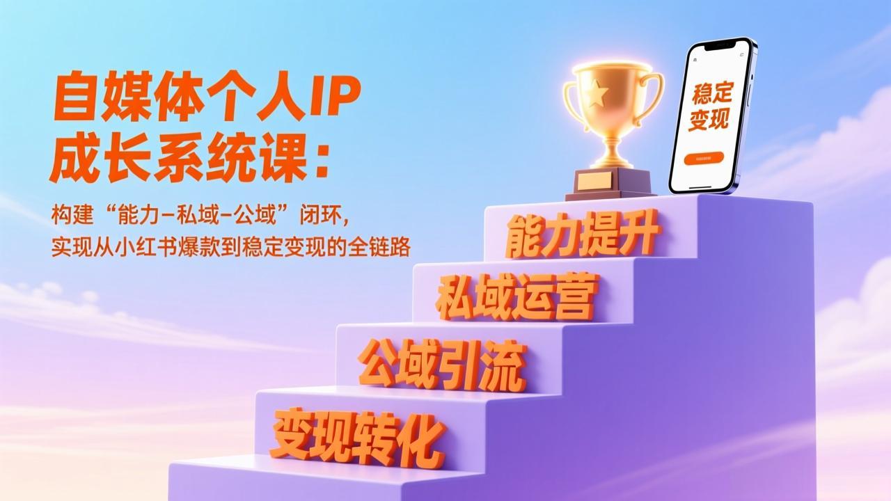 自媒体个人IP成长系统课：构建&ldquo;能力-私域-公域&rdquo;闭环，实现从小红书爆款到稳定变现的全链路